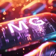 Błyszczące kapsułki z napisem "MG" sugerują, że magnez może pomóc w regulacji niskiego pulsu, tworząc futurystyczny obraz zdrowia.