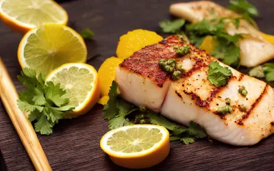 Grillowany halibut z cytryną i ziołami. Czy halibut jest zdrowy? Tak, to pyszne i zdrowe danie.