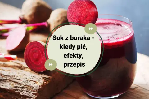 Sok z buraka na co pomaga? Na zdrowie i energię! Na zdjęciu świeże buraki i szklanka pysznego, czerwonego soku.