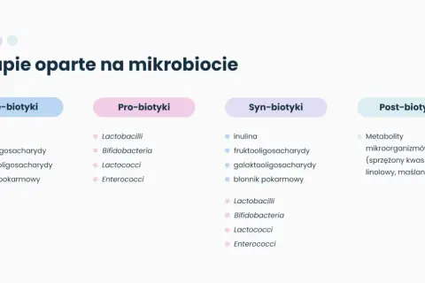 Terapie oparte na mikrobiocie: prebiotyki (np. inulina) i probiotyki (np. Lactobacilli) to klucz do zdrowia jelit.