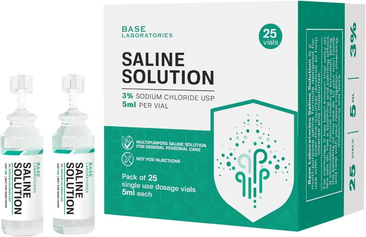 Opakowanie 25 ampułek soli fizjologicznej 3% po 5 ml. Idealne do inhalacji, ile dni można robić inhalacje zależy od zaleceń lekarza.